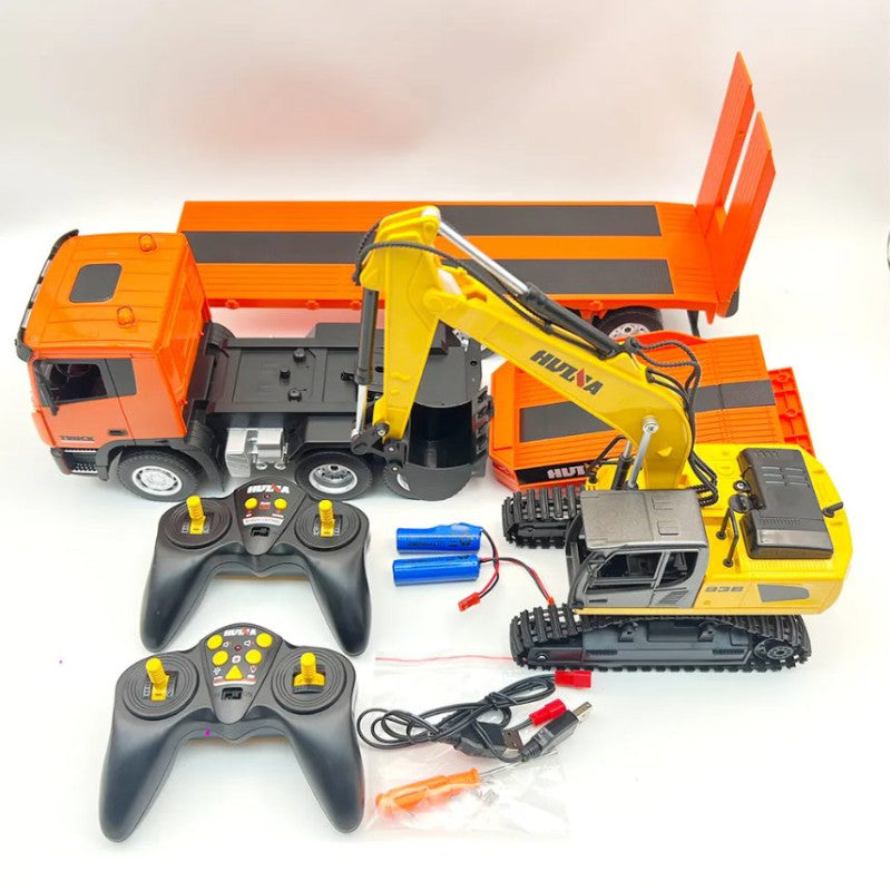 Huina 1319 1:24 RC Excavator Flatbed Truck Kit Combo (2024 Model )