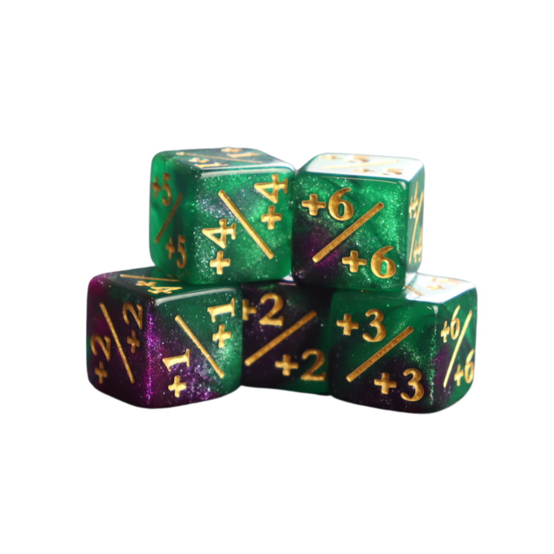 Positive Counter Dice (+1+1) - 5 Pack - Magic: the Gathering counter dice