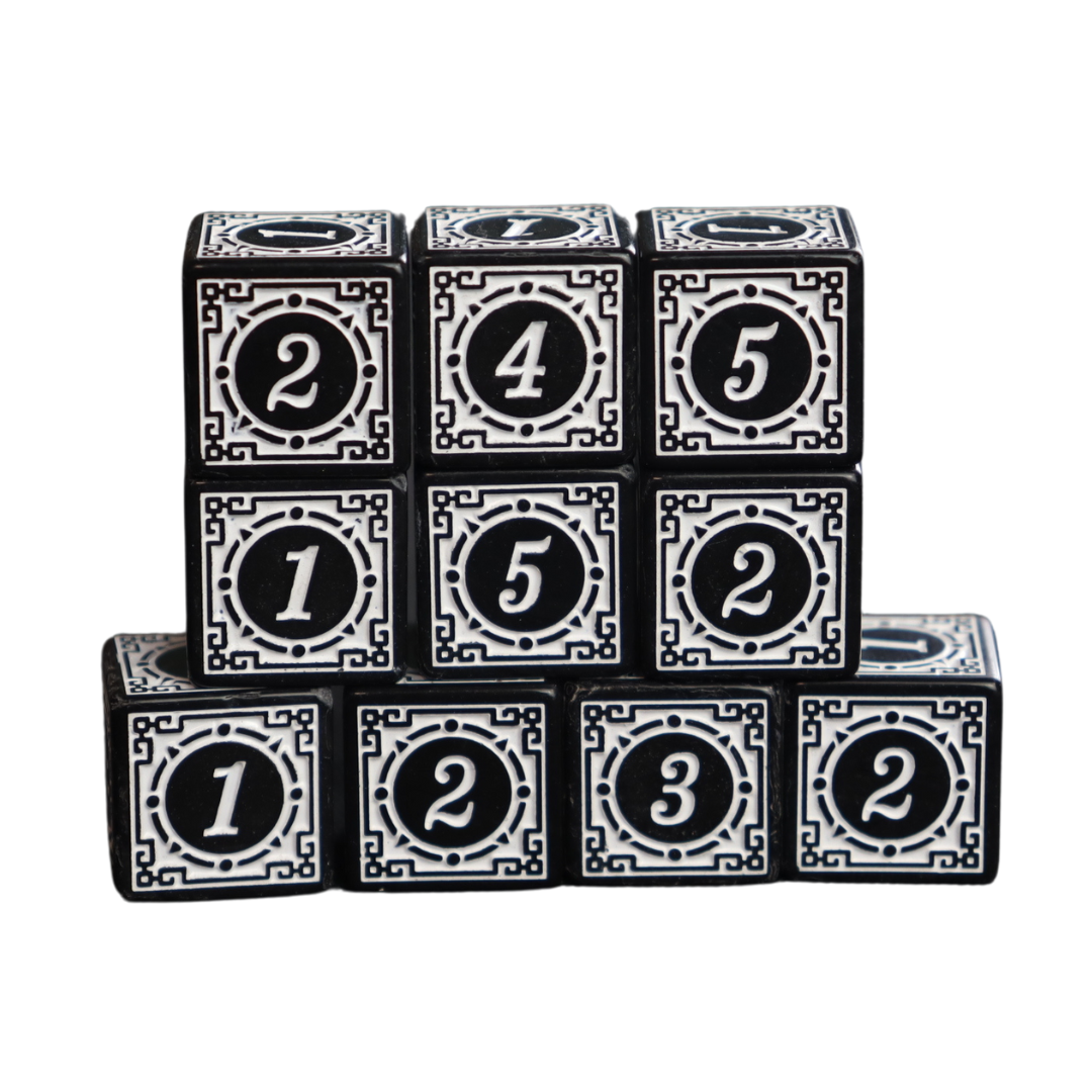 Fantasy style 6 Sided Dice - 10 pcs set