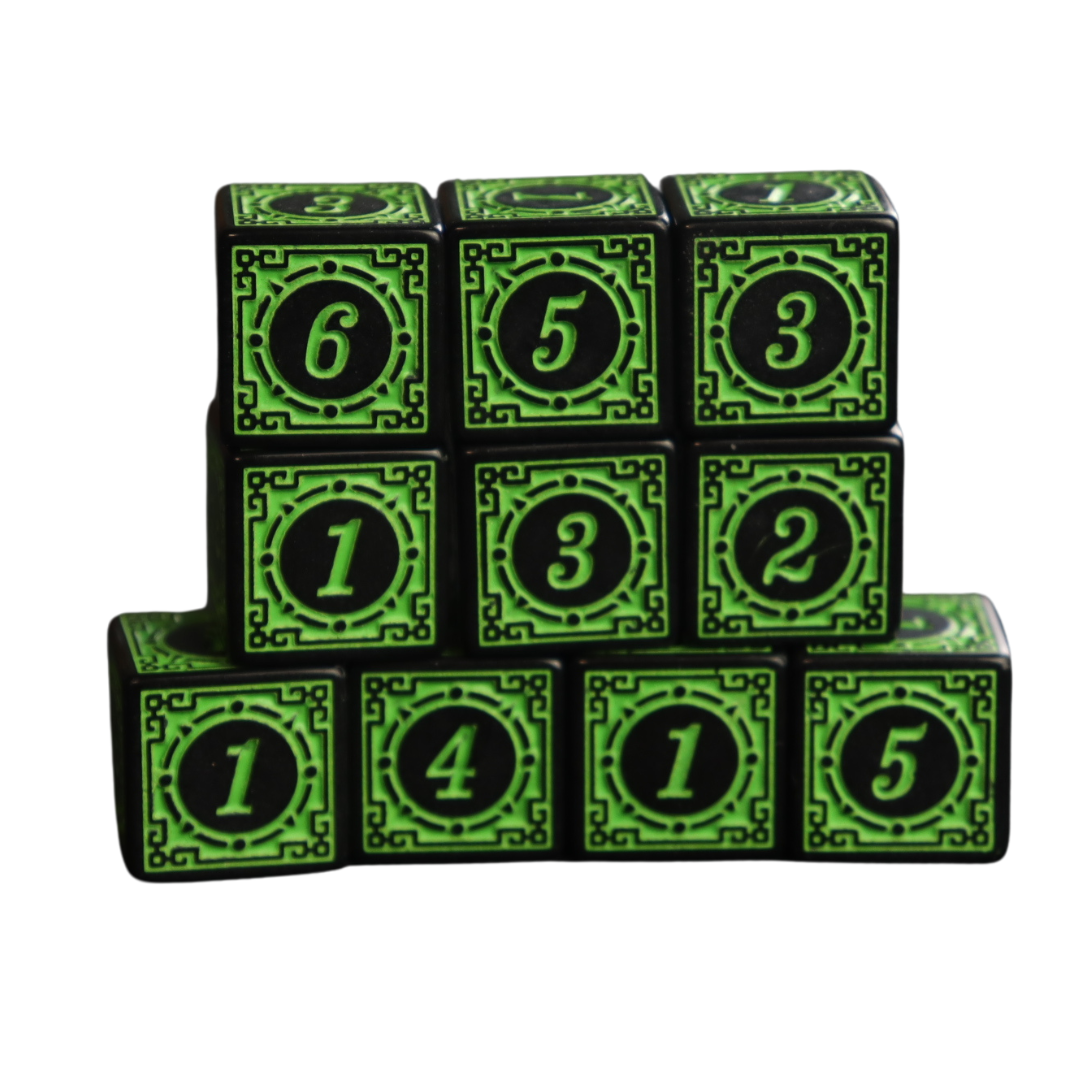Fantasy style 6 Sided Dice - 10 pcs set