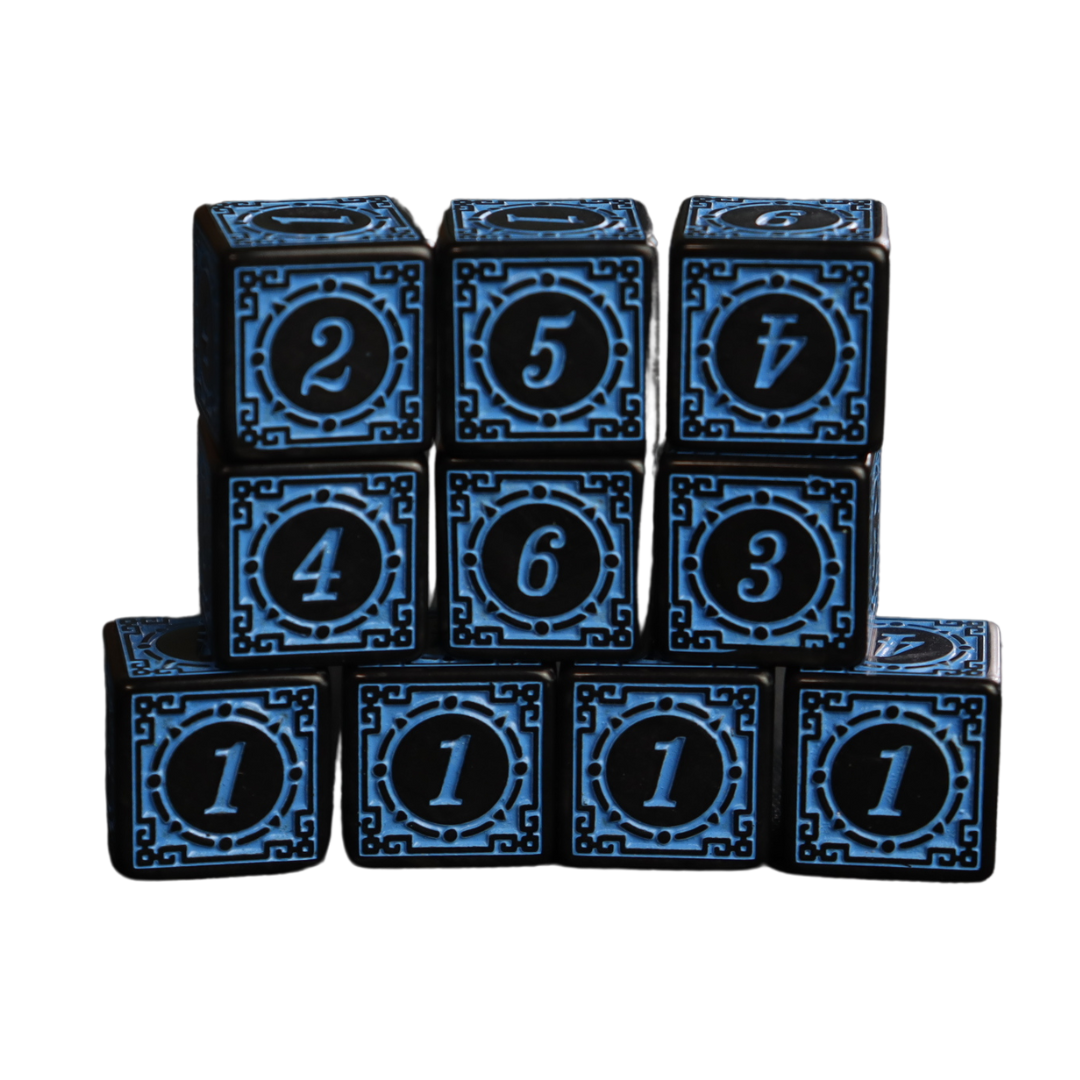 Fantasy style 6 Sided Dice - 10 pcs set