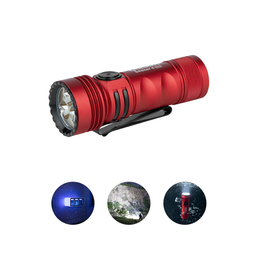 
                  
                    Olight Seeker 4 Mini 1200 Lumens Mini EDC Torch with White & UV Light
                  
                