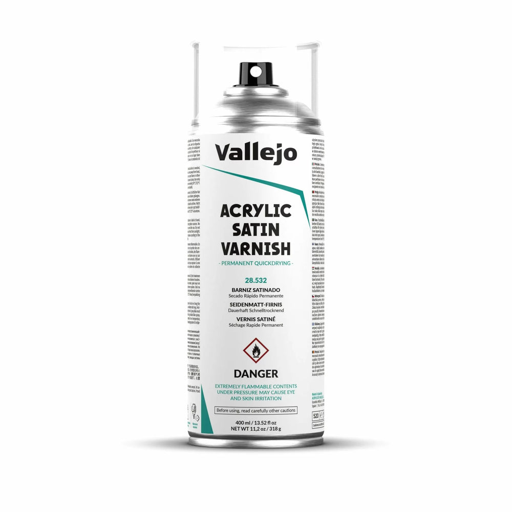 Vallejo Aerosol Spray Primer - Satin Varnish 400ml-Lets Play Games-ProHobbies