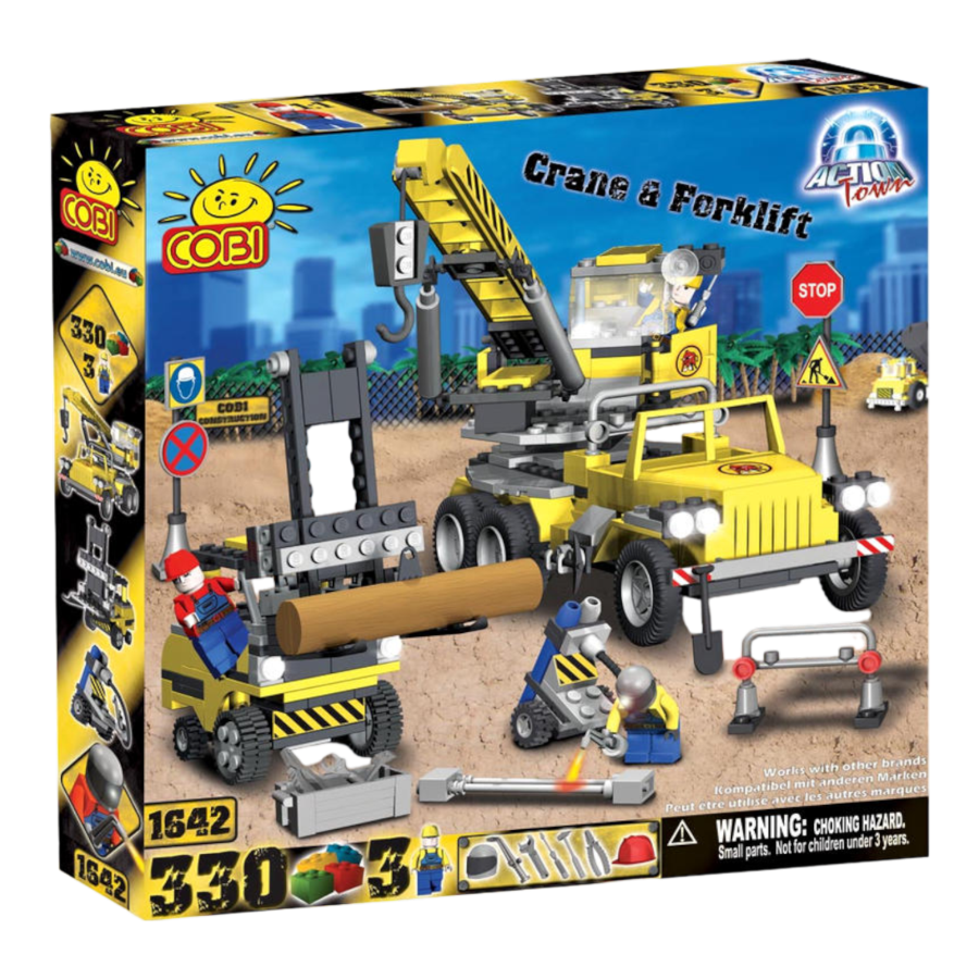 Action Town - 330 Piece Construction Crane and Forklift Construction Set-Cobi-ProHobbies