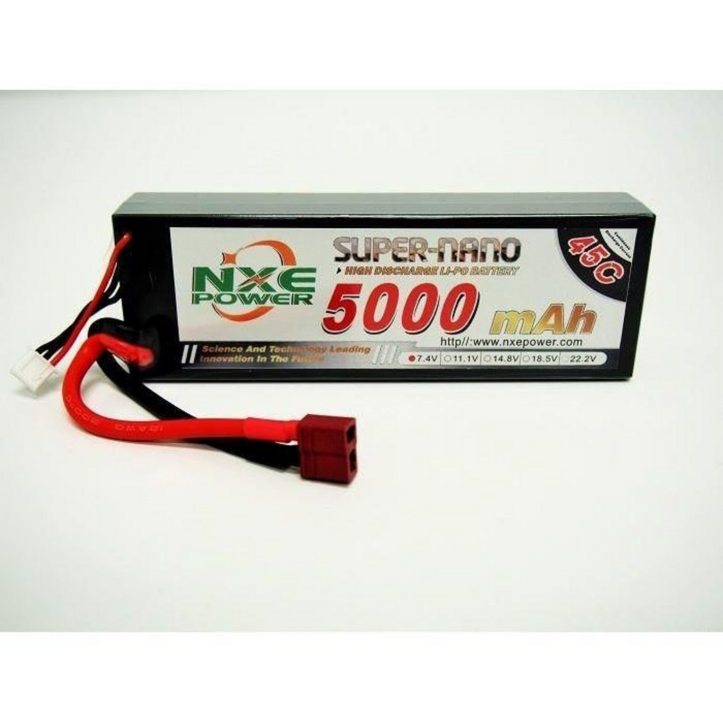 NXE 7.4v 5000mah 45c Hard case Lipo w/Deans battery