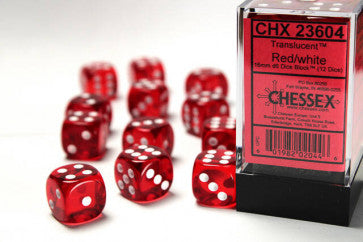 Chessex 16mm D6 Dice Block Translucent Red/White