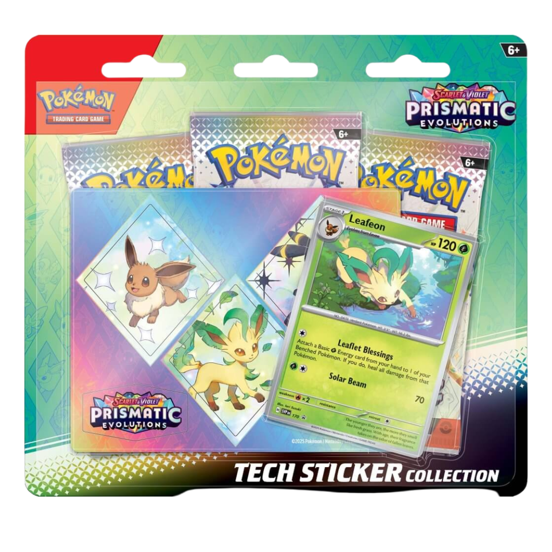 
                  
                    Pokemon TCG Scarlet & Violet 8.5 Prismatic Evolutions Tech Sticker Blister (Sylvion, Glaceon, Leafeon)
                  
                