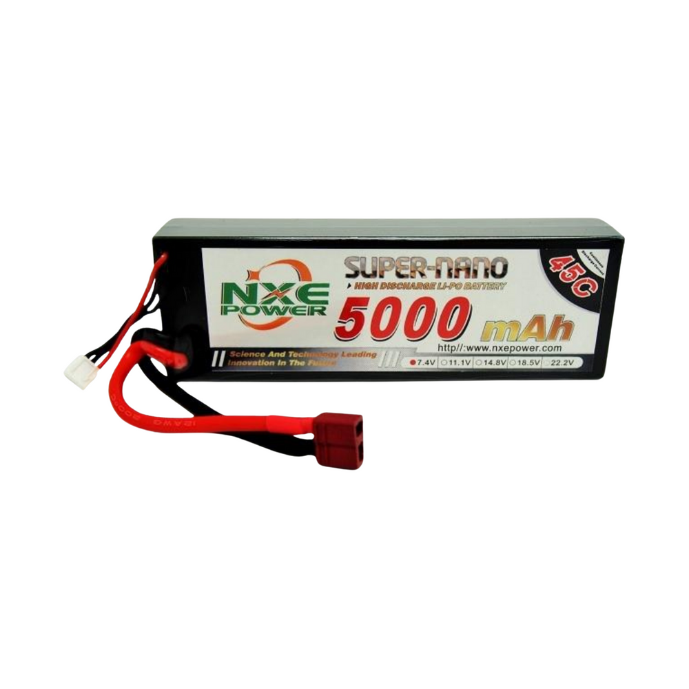NXE 7.4v 5000mah 45c Hard case Lipo w/Deans battery