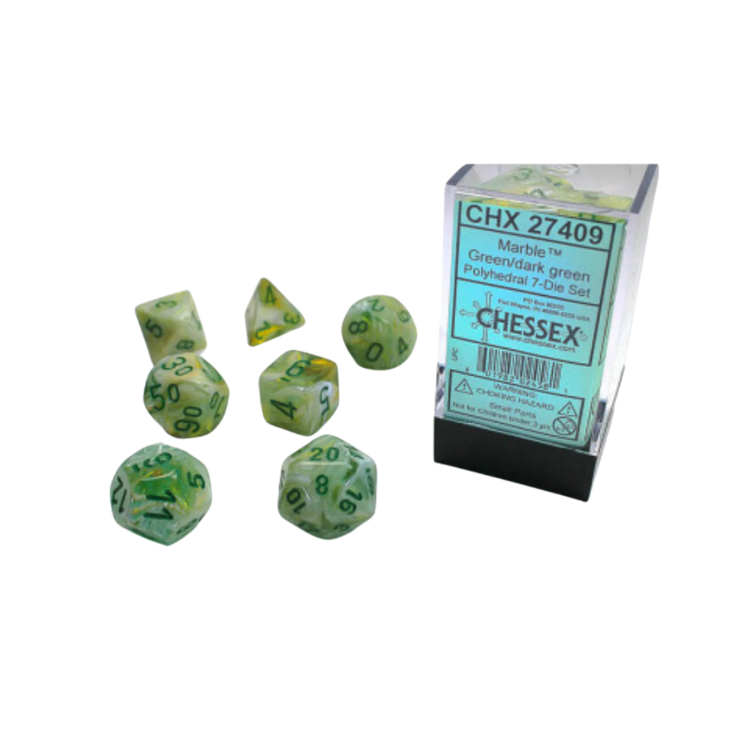 Chessex Polyhedral 7-Die Set - Marble Green