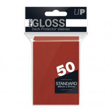 Ultra Pro 50ct Pro-Gloss Standard Deck Protector Sleeves Red (WSL)-UltraPro-ProHobbies