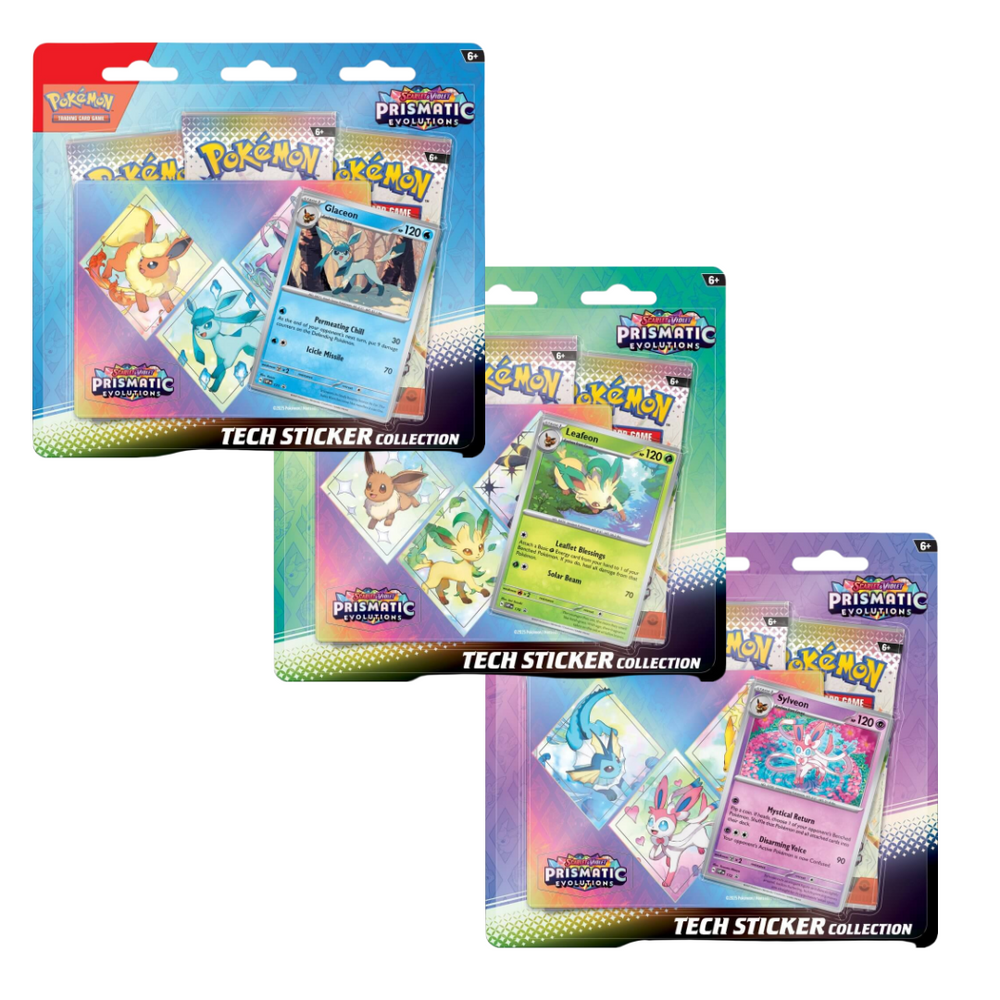 Pokemon TCG Scarlet & Violet 8.5 Prismatic Evolutions Tech Sticker Blister (Sylvion, Glaceon, Leafeon)