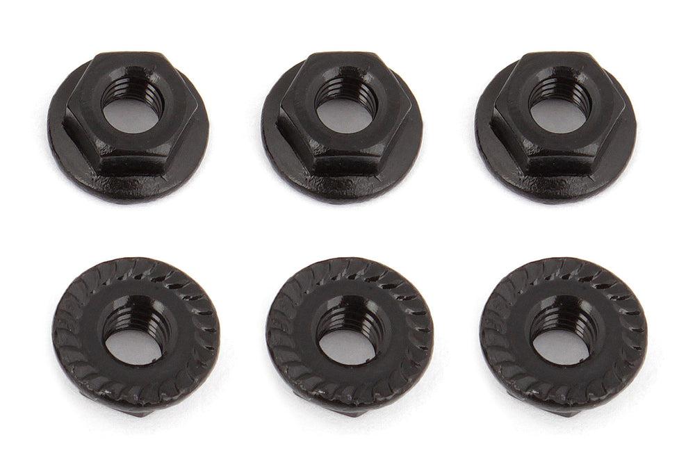 Wheel Nuts, M4, Serrated, flanged, black steel - Command Elite Hobbies