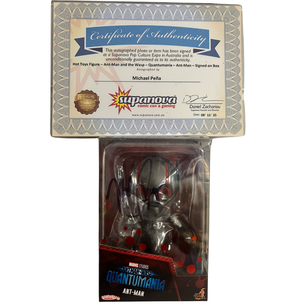 Ant-Man and The Wasp: Quantumania - Ant-Man Cosbaby Bobble Head Collectable - Signed Edition with Certificate of Authenticity