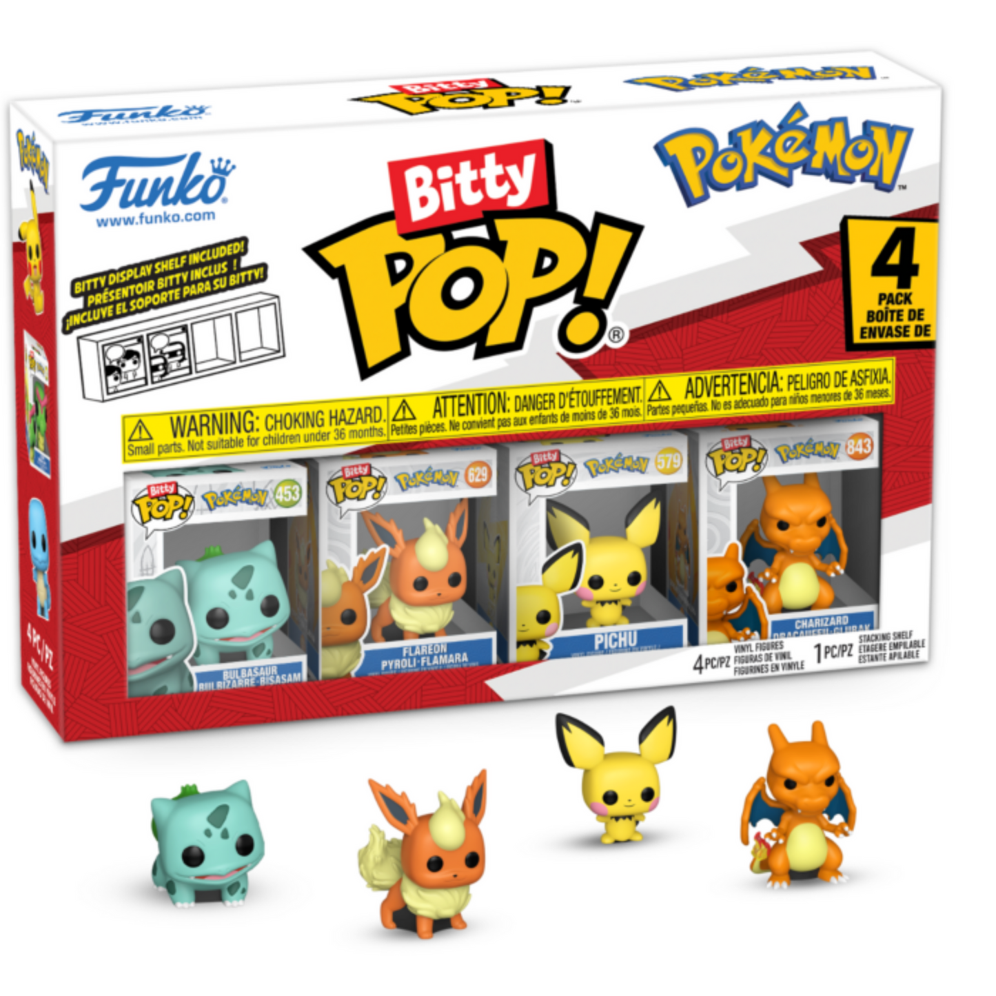 Pokemon - Bulbasaur, Flareon, Pichu, & Charizard Bitty Pop! Vinyl Figure 4-Pack