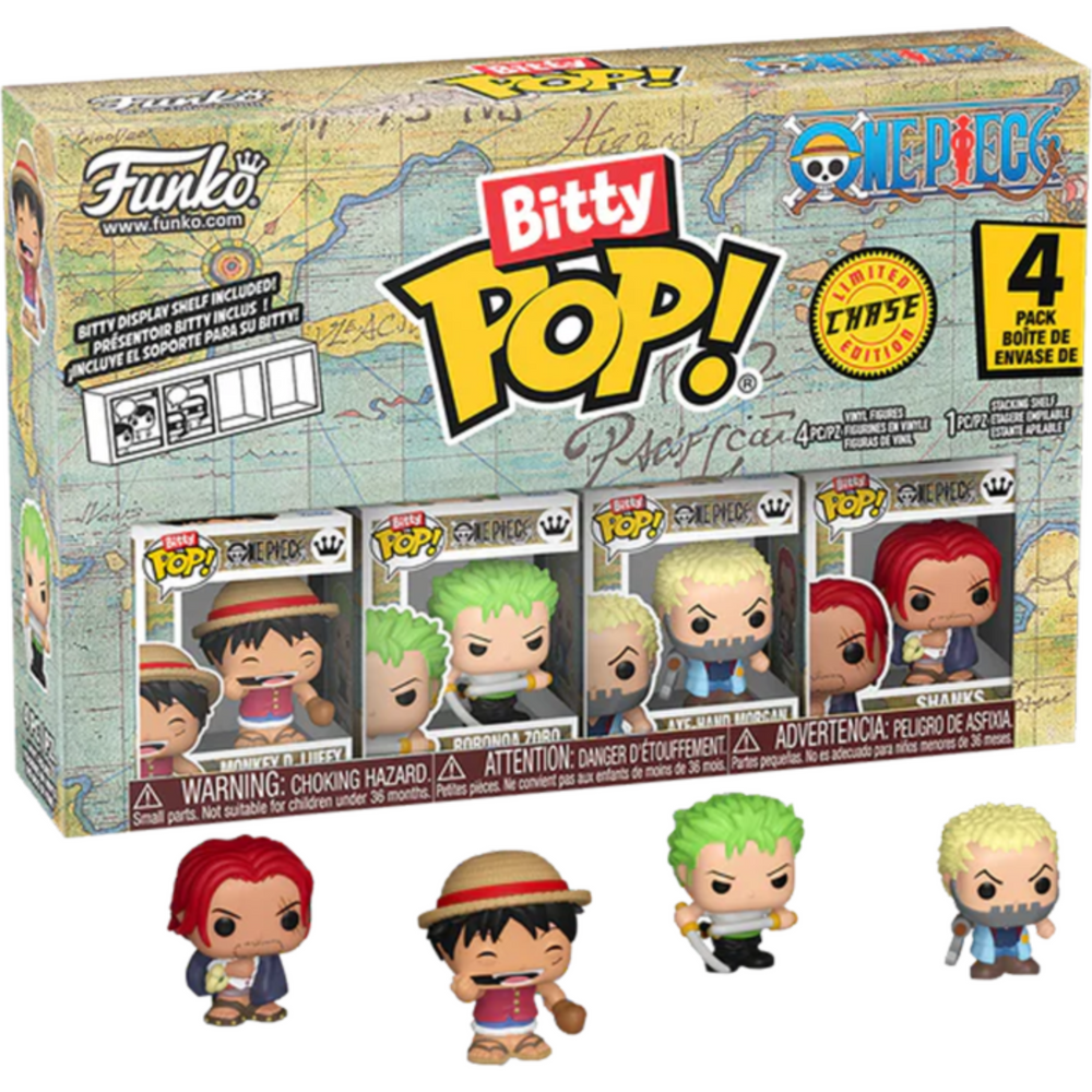 One Piece - Monkey D. Luffy, Roronoa Zoro, Axe-Hand Morgan & Chase Bitty Pop! Vinyl Figure 4-Pack