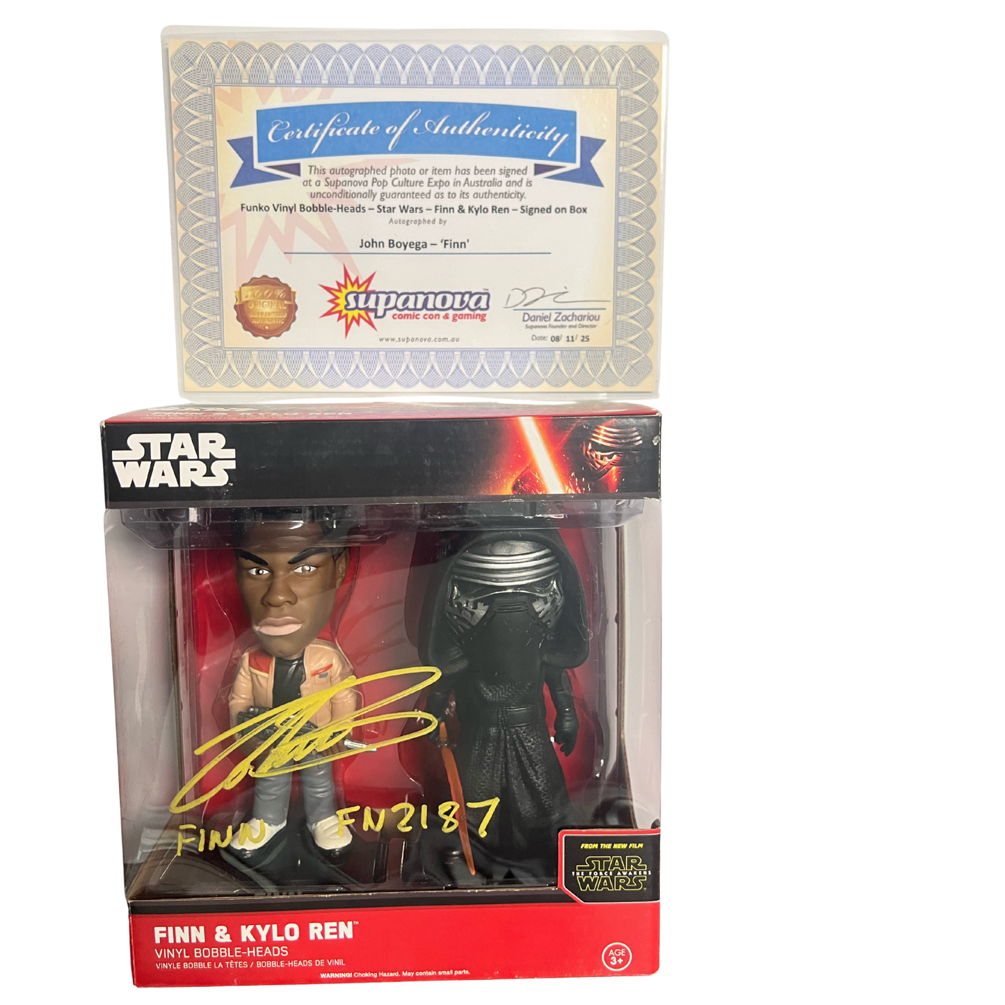 
                  
                    Star Wars - Finn & Kylo Ren Episode VII The Force Awakens (Signed Edition with Certificate of Authenticity by John Boyega)
                  
                