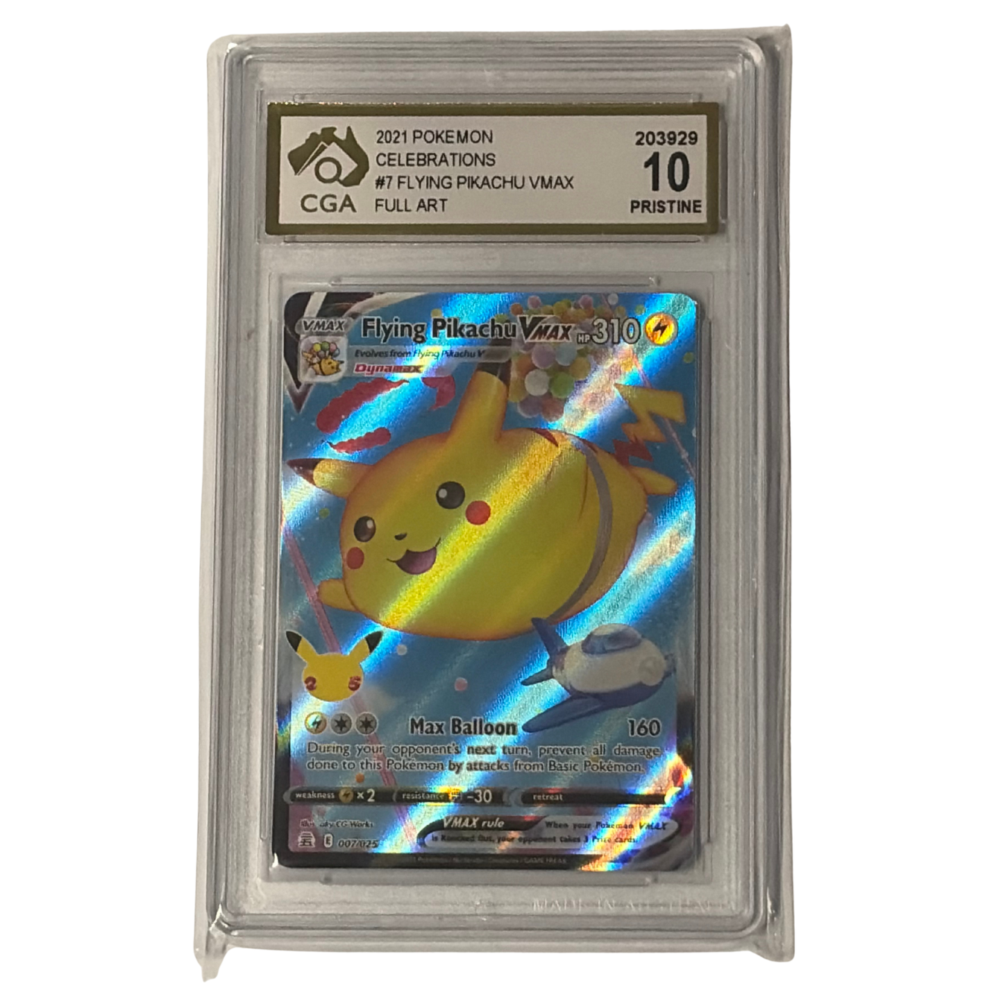 
                  
                    CGA Graded Pokemon Celebrations #7 Flying Pikachu VMAX - Graded
                  
                