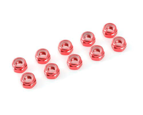 G-Force 0401-045 Flanged Nylstop Nut M4 Red Aluminium (10 pcs)