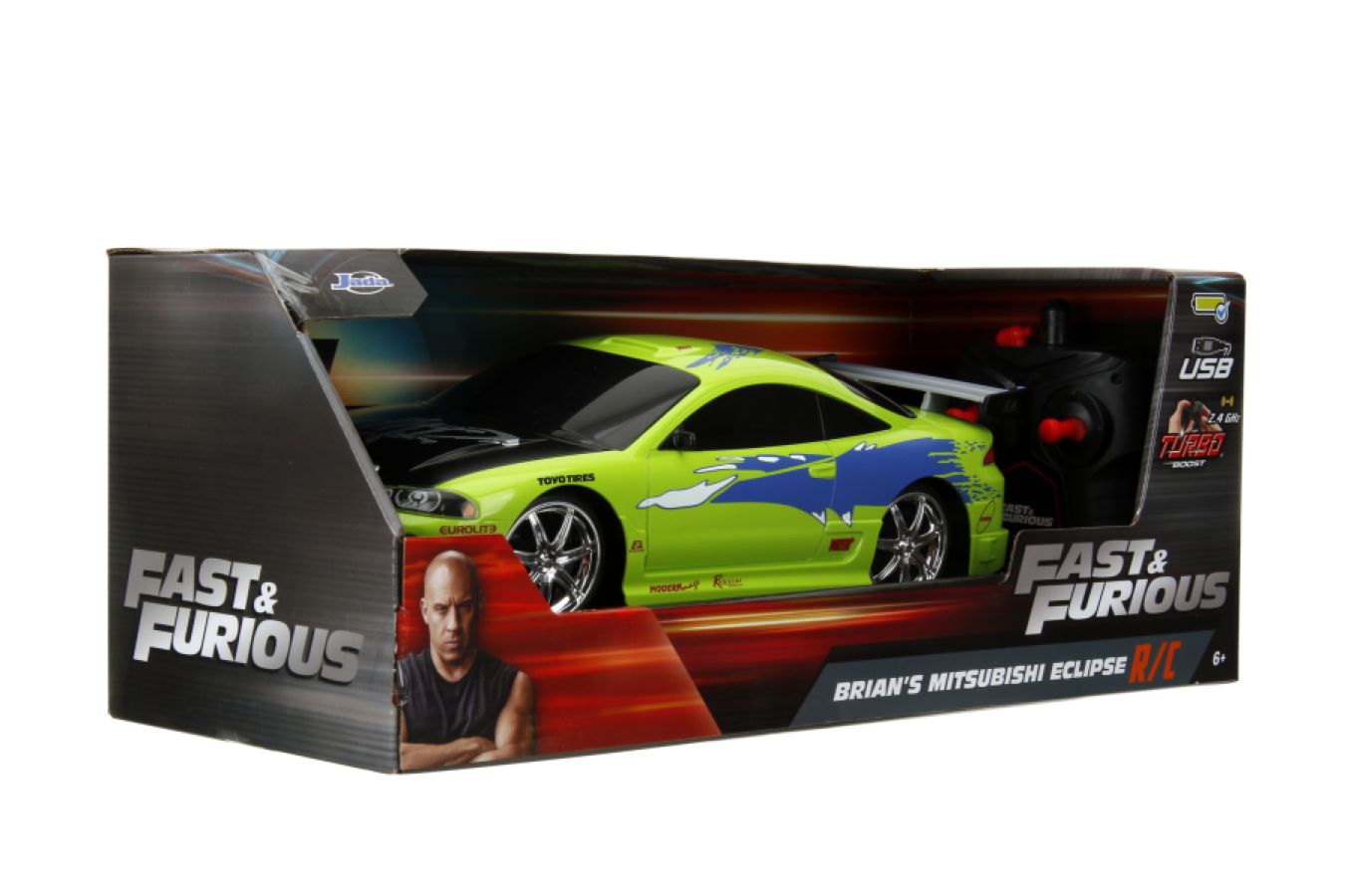 
                  
                    Fast and Furious - 1995 Mitsubishi Eclipse 1:16 Scale Remote Control Car
                  
                