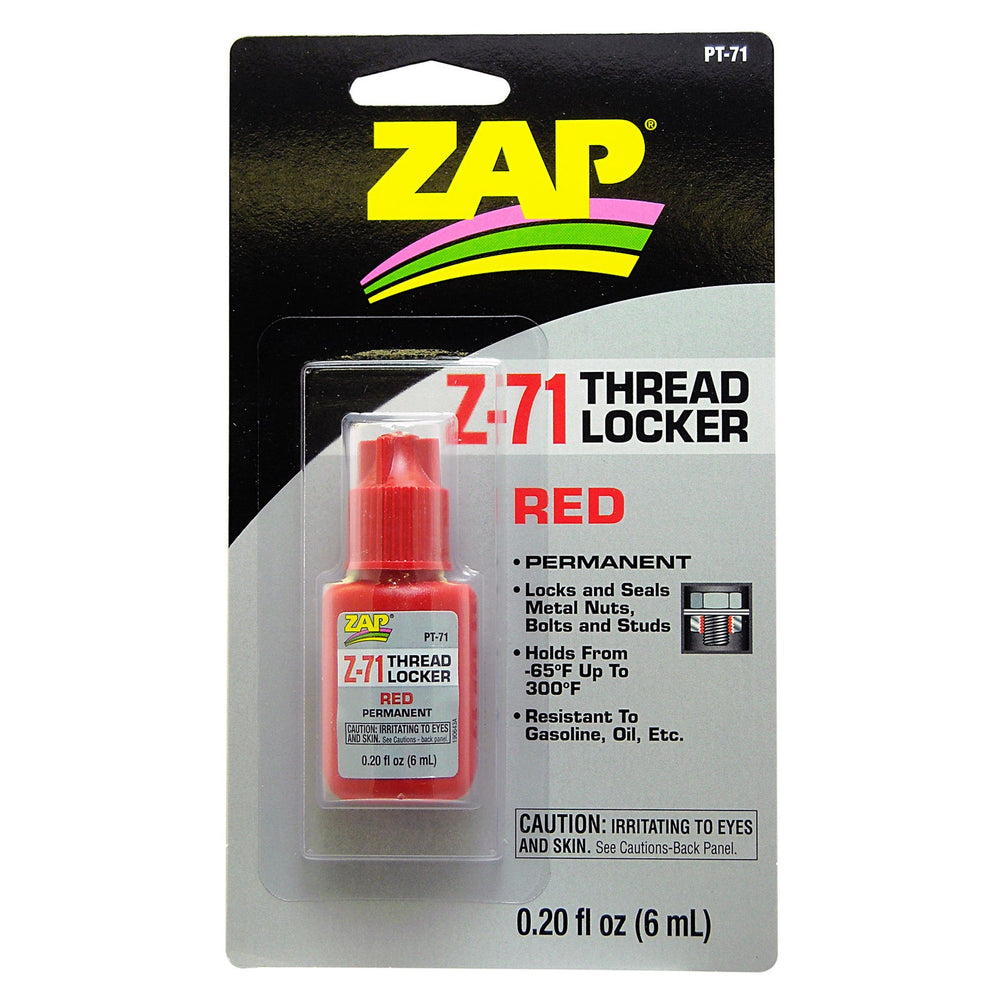 ZAP PT-71 0.20 OZ. Z-71 PERMANENT THREAD LOCKER (RED) (CARDED)ZAP PT-71 0.20 OZ. Z-71 PERMANENT THREAD LOCKER (RED) (CARDED)-Command Elite Hobbies-ProHobbies