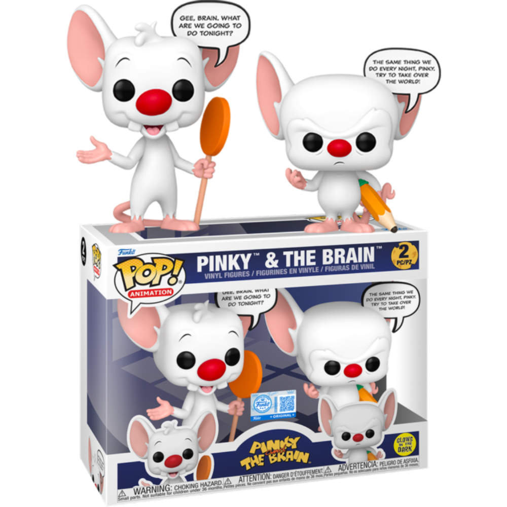 Pinky and The Brain - Pinky & The Brain Pop Sayings Glow-in-the-Dark Pop! Vinyl Figure 2-Pack