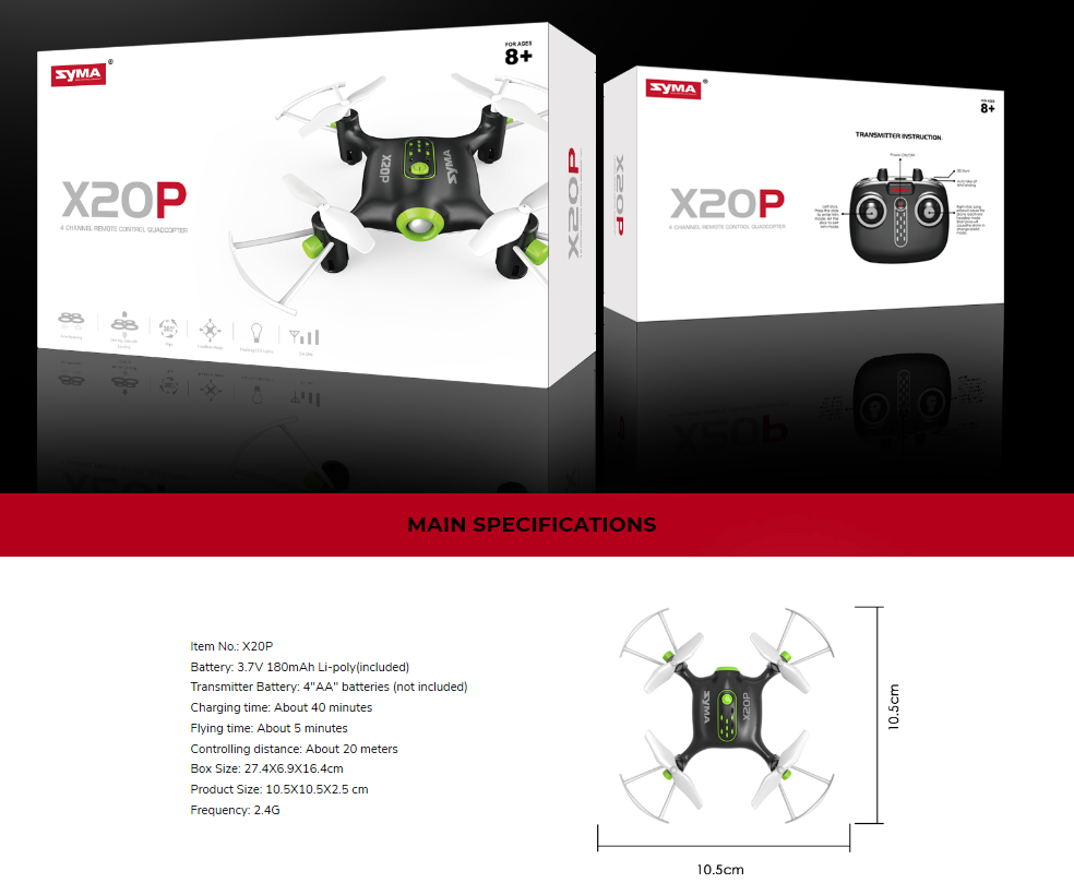 
                  
                    Syma Mini Quadcopter X20P 4 CHANNEL - Command Elite Hobbies
                  
                