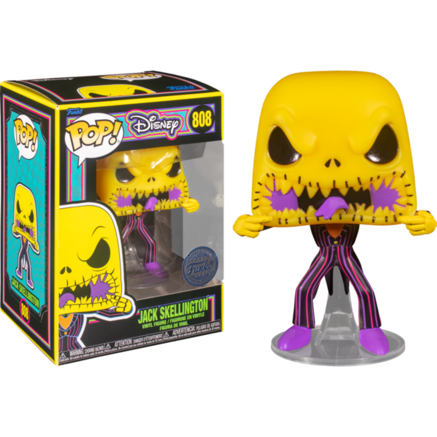 The Nightmare Before Christmas - Jack Skellington with Scary Face Blacklight Pop! Vinyl Figure