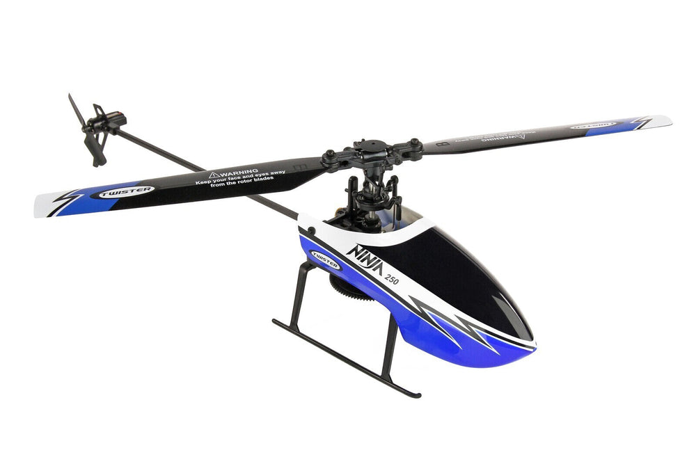 Twister Ninja 250 Blue Flybarless Helicopter - 6 Axis Stabilization and Altitude