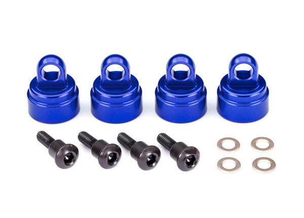 Traxxas Shock caps, aluminum (blue-anodized) x4 - Command Elite Hobbies