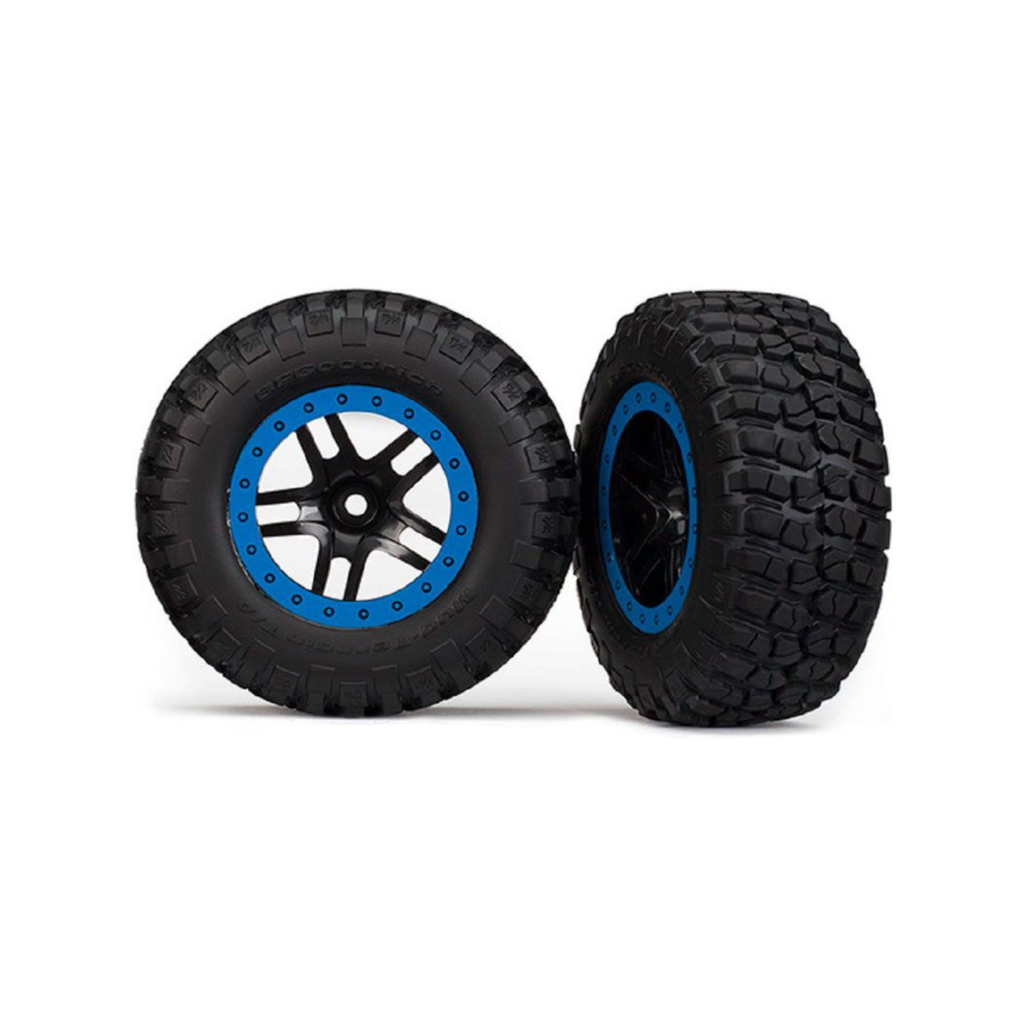 TRAXXAS TYRE & WHEEL GLUED (SCT SS BLK/BLUE 4WD)