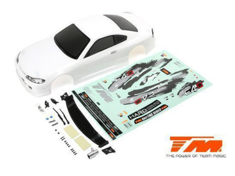 BODY - 1/10 TOURING / DRIFT - 190MM - PAINTED - NO HOLES - RX7 WHITE