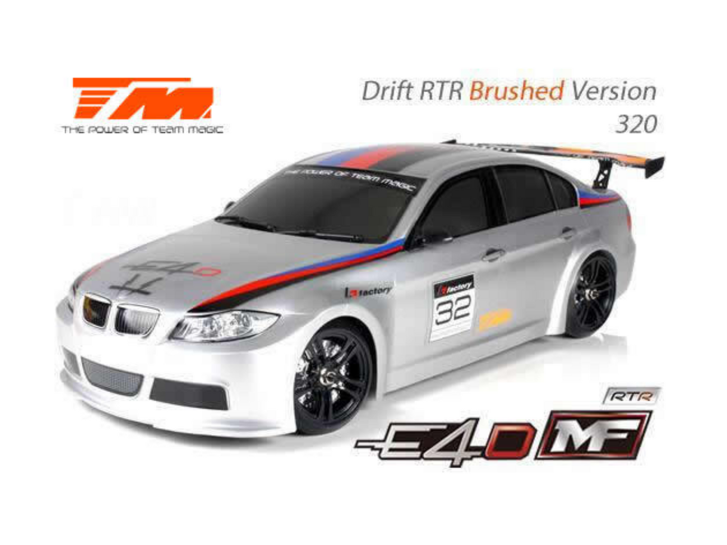 
                  
                    TEAM MAGIC E4D MF 1/10 DRIFT CAR RTR 320 Silver Brushed
                  
                