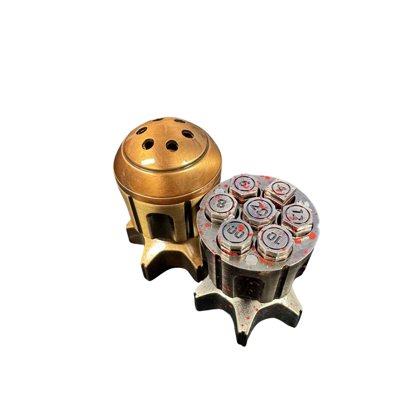 Metal Bullet Dice 7pcs Set + Spinning Chamber Holder - Available in 2 Colours!