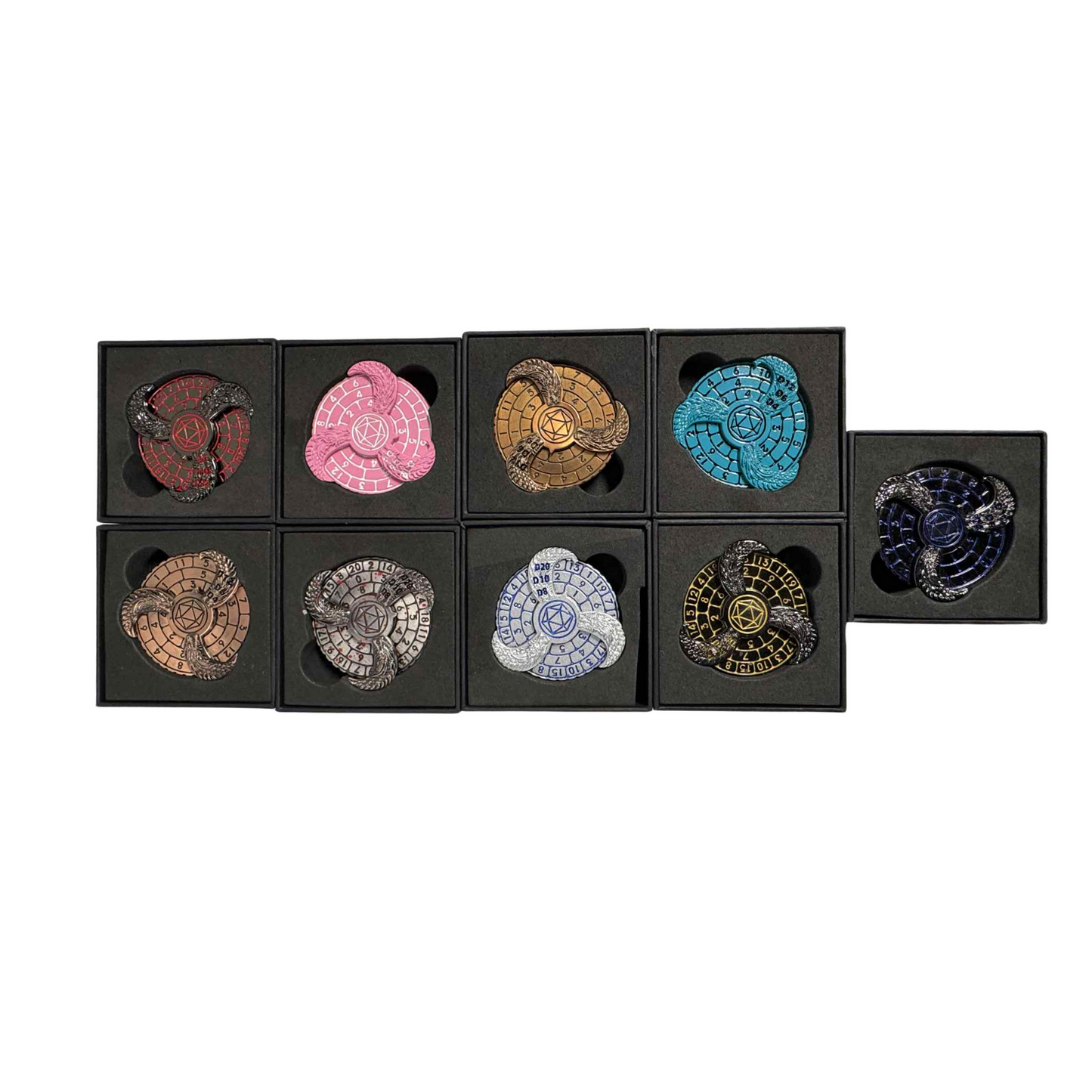 Dragon Metal Spinner Die || D8, D10, D20 All-in-one || 9 Colours Available!