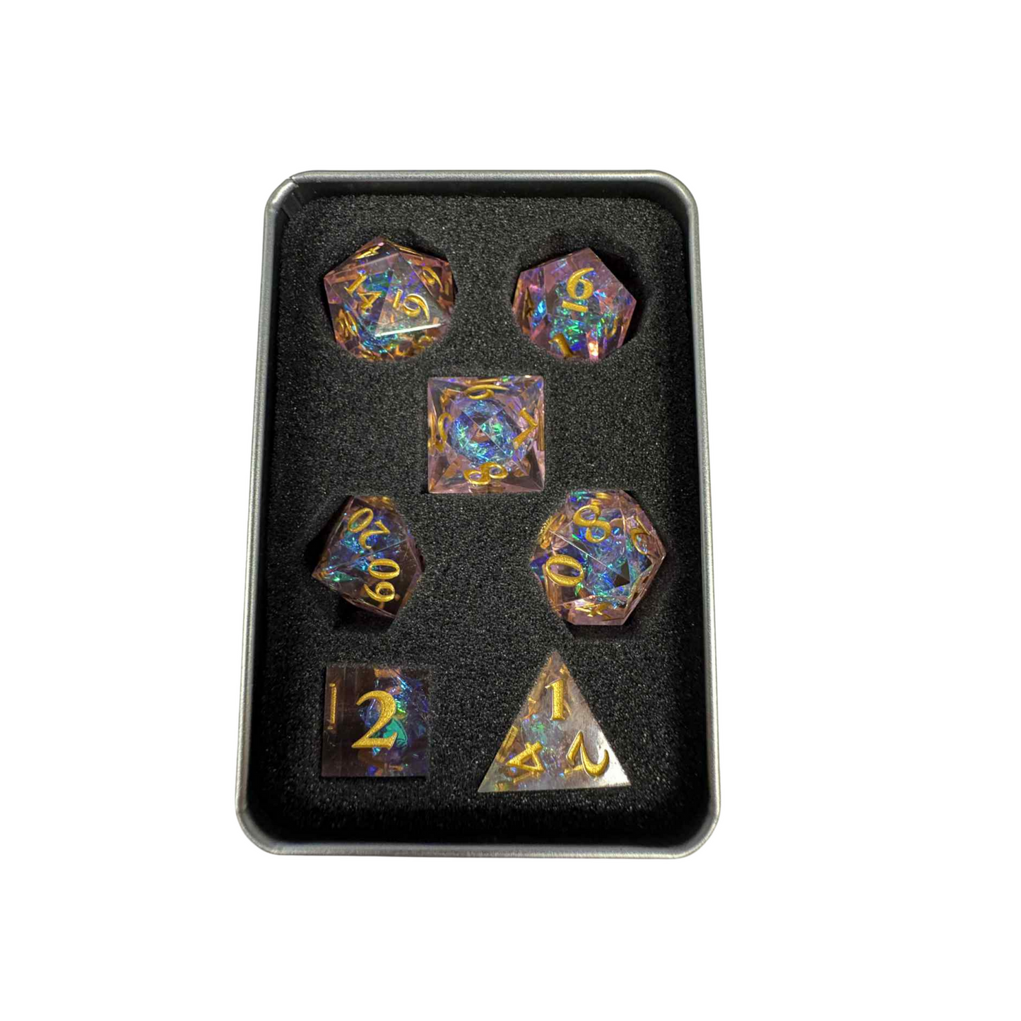 Iridescent Pink Acrylic Dice Set - 7pcs