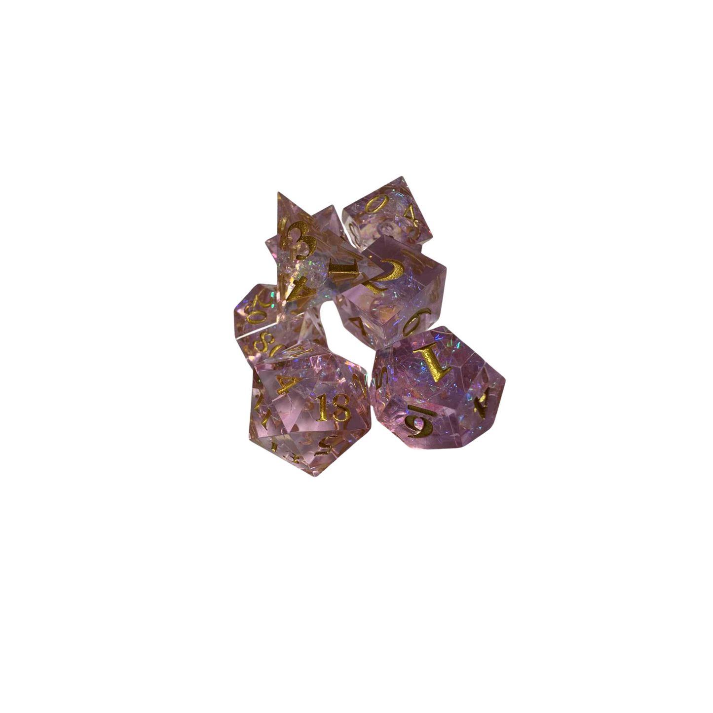 Iridescent Pink Acrylic Dice Set - 7pcs