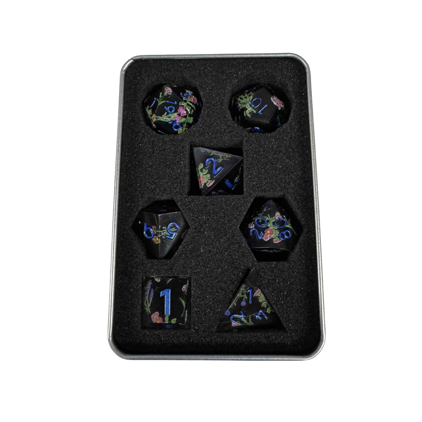 Black Floral - 7pcs Dice Set