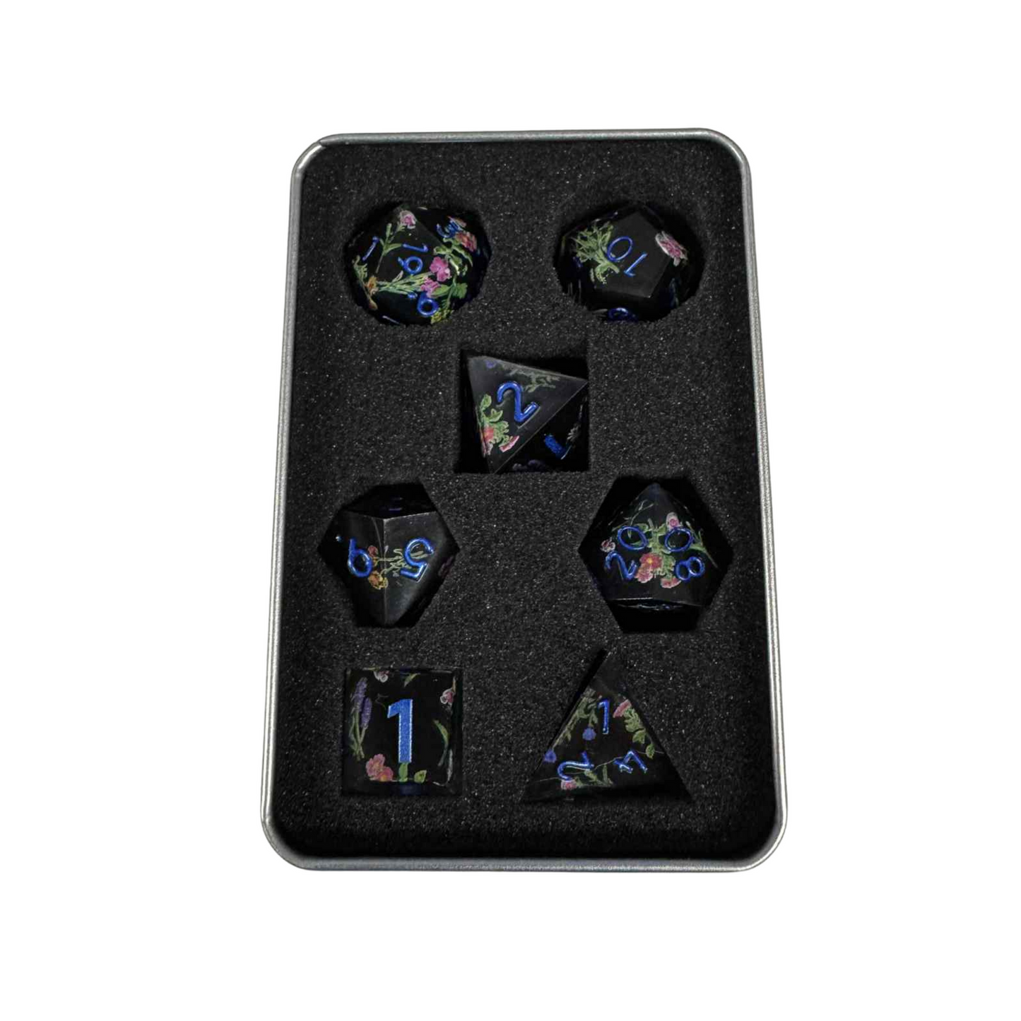 Black Floral - 7pcs Dice Set