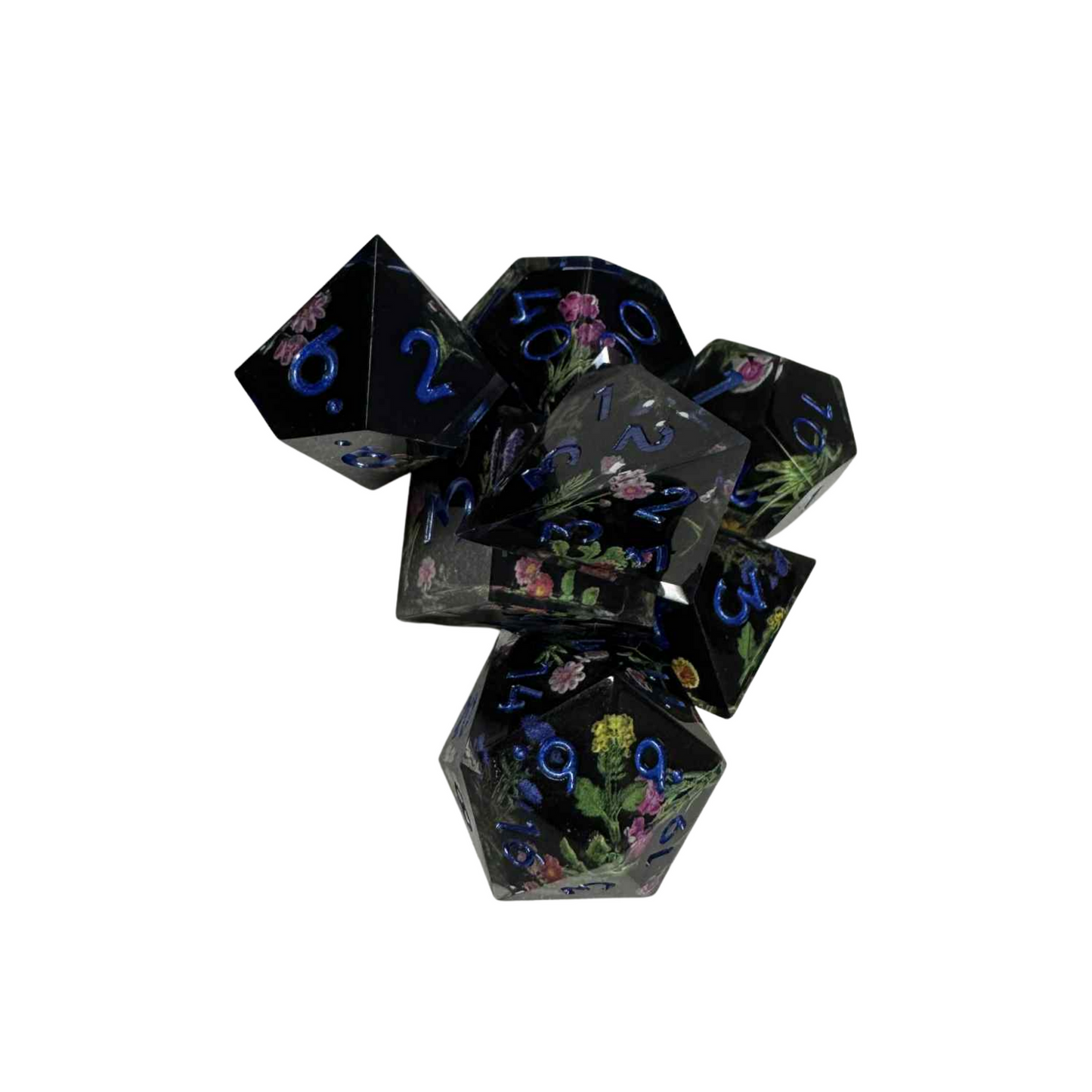 Black Floral - 7pcs Dice Set