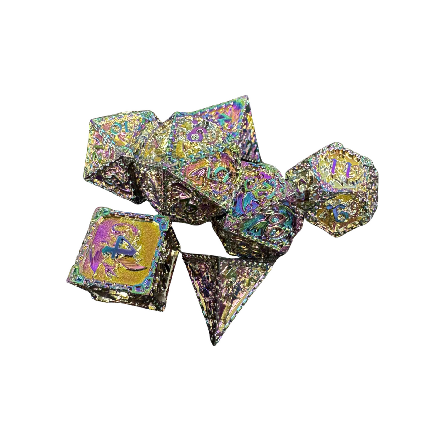 Fantasy Dragon Meatal 7pcs Dice Set - 2 Colours Available!