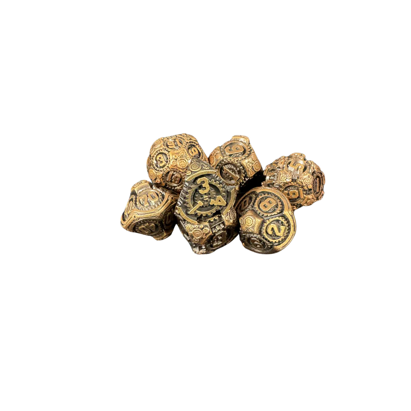 
                  
                    Steampunk 7pcs Metal Dice Set - Available in Gold or Silver!
                  
                