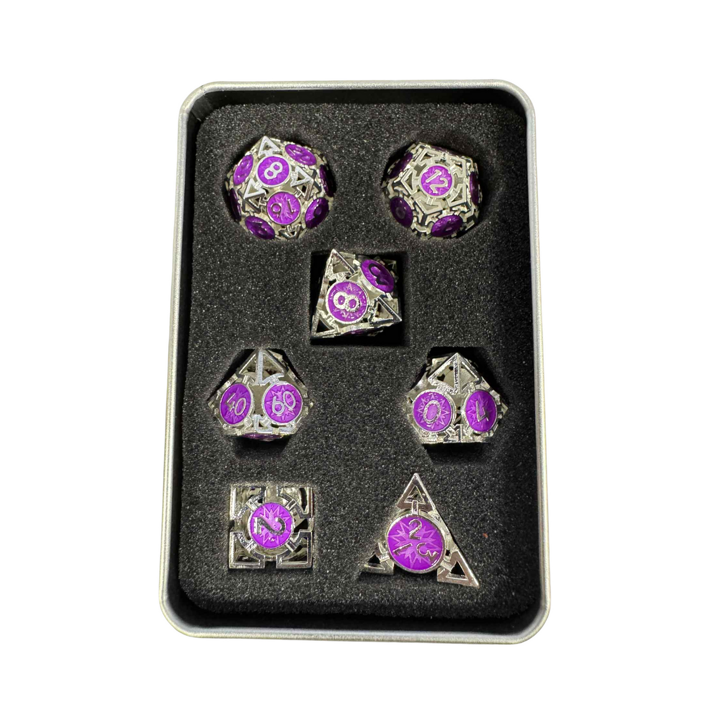 Hollow Metal Fantasy Dice - 7pcs Set