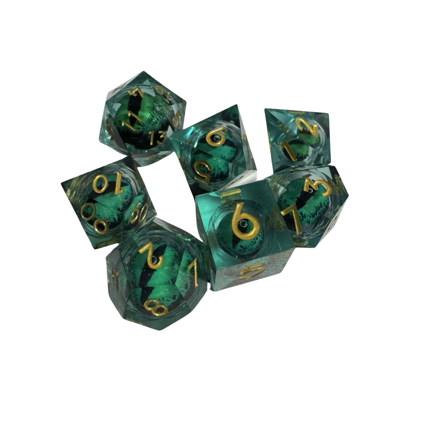 Green Moving Dragon Eye - 7pcs Dice set