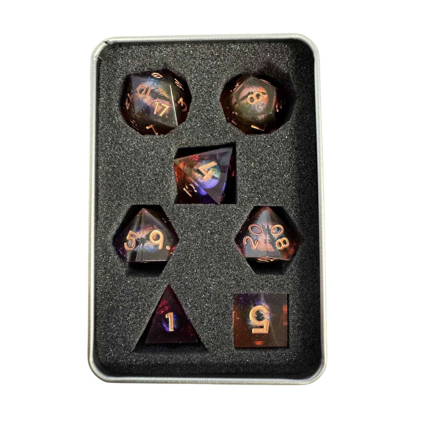 Purple Moving Dragon Eye - 7pcs Dice Set