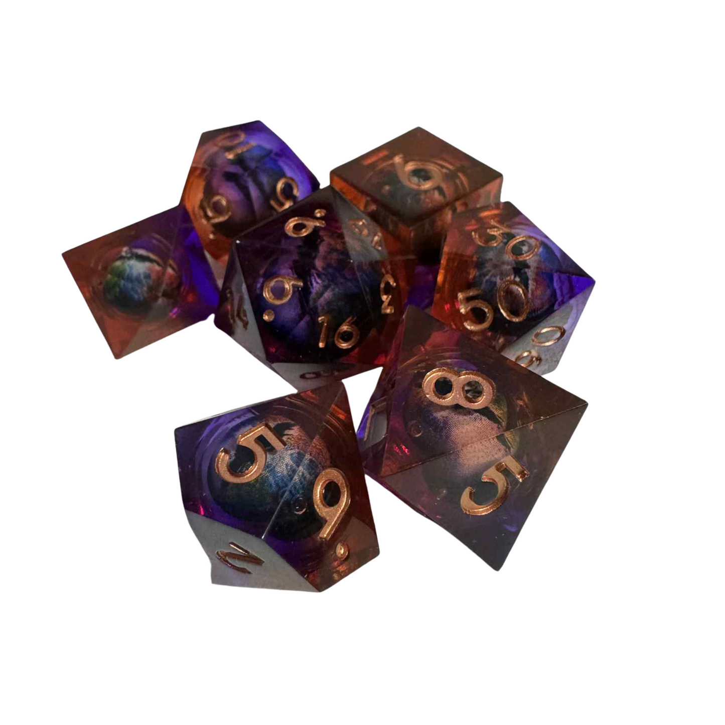Purple Moving Dragon Eye - 7pcs Dice Set