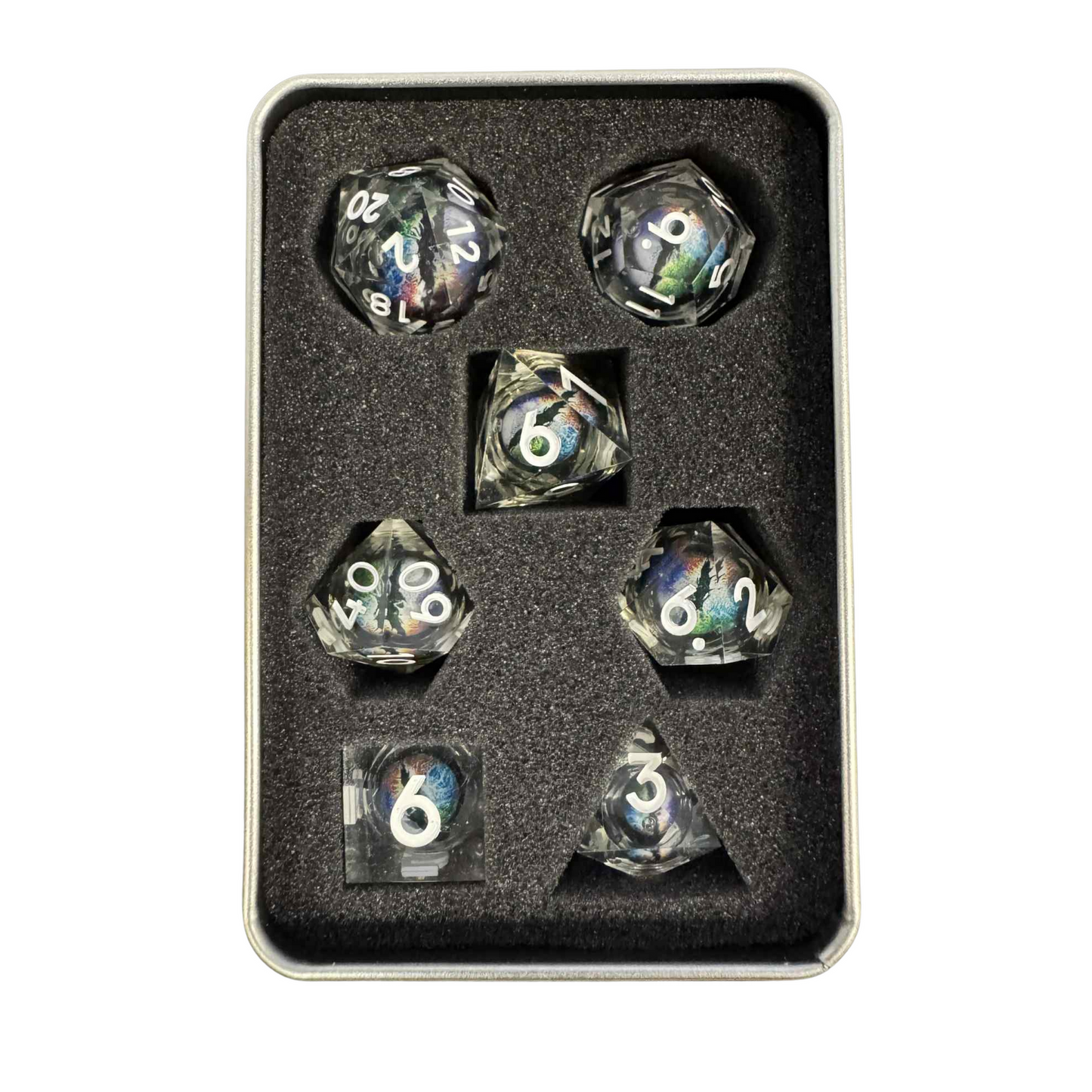 Rainbow Moving Dragon Eyes - 7pcs Dice Set