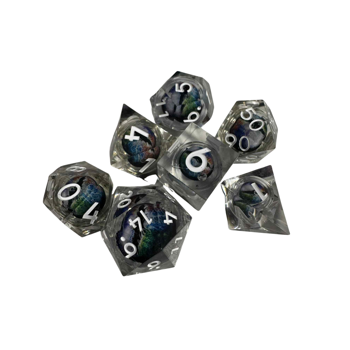 Rainbow Moving Dragon Eyes - 7pcs Dice Set