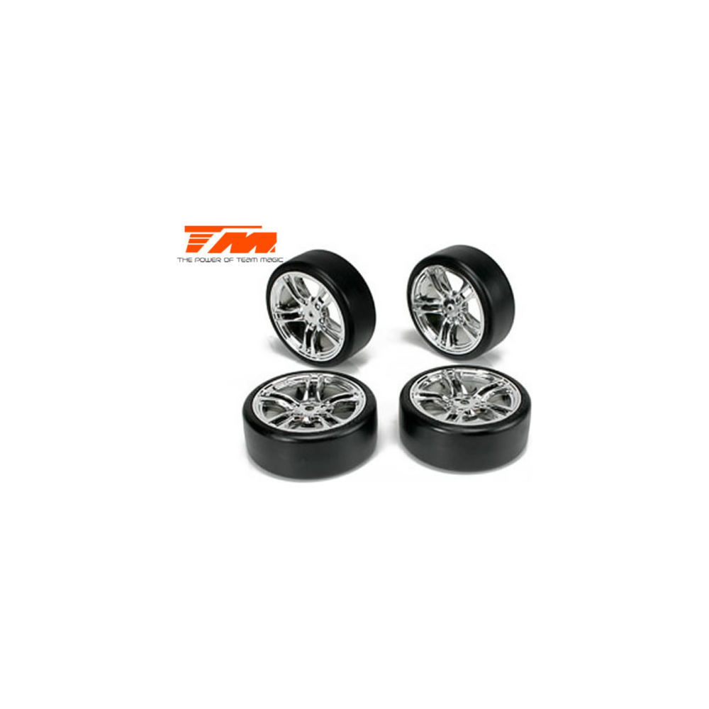 E4D mounted drift tyre & rim F/Silver-Team Magic-ProHobbies