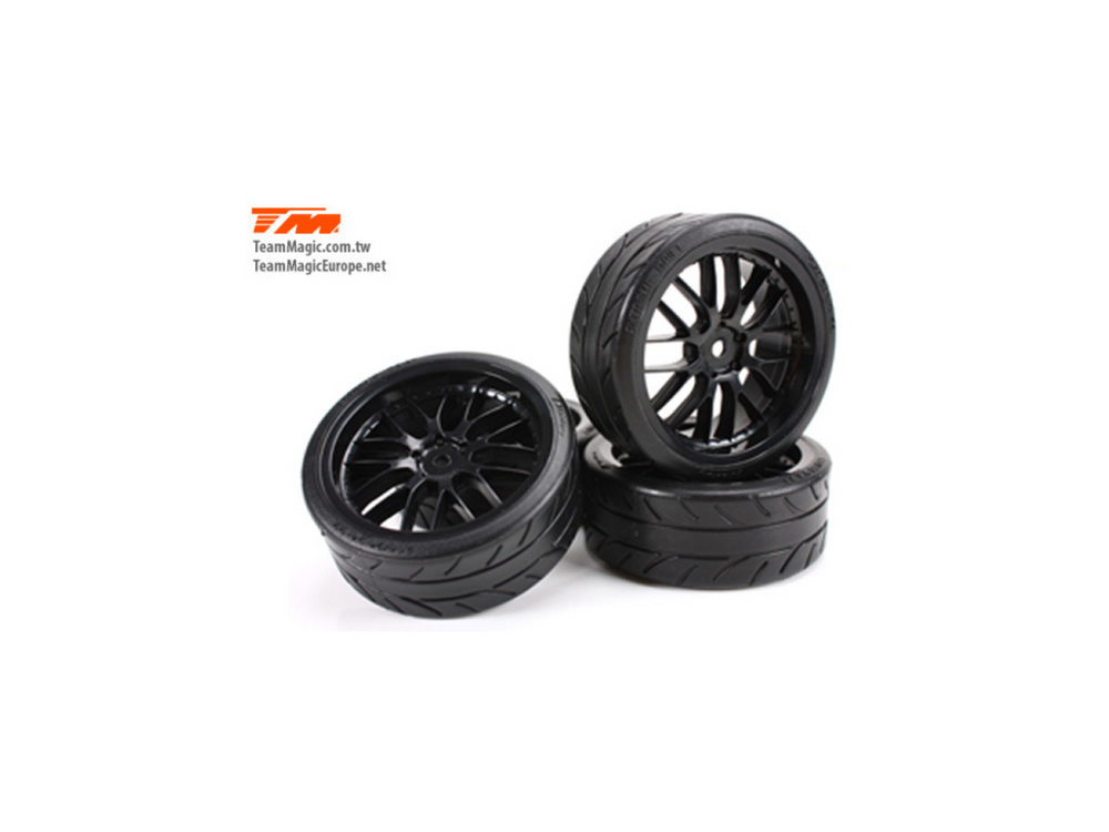 Team Magic 8-Spoke Mounted Radial Tyre Black E4D