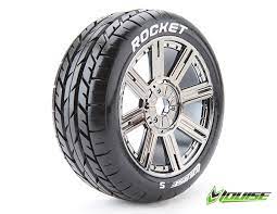 Louise B-Rocket Black/Chrome Spoke 1/8 Tyre | Command Elite Hobbies.